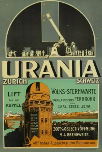 Altes Plakat der Urania Sternwarte Zürich